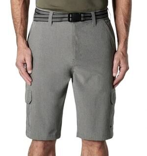 Iron Co. Men's Gray Belted Stretch Performance Hybrid Cargo 38W